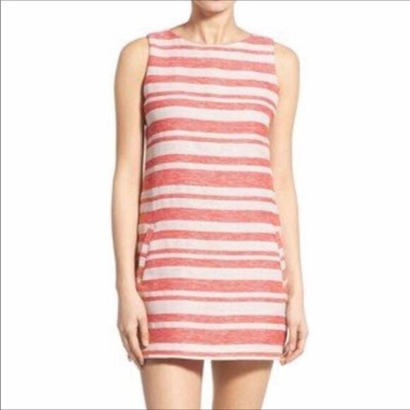 Cupcakes and Cashmere Womens Orange Striped Shift Dress Medium - Picture 1 of 8